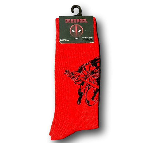 3/$20 Marvel Deadpool Funny Novelty Crew Socks - NWT - Picture 1 of 3